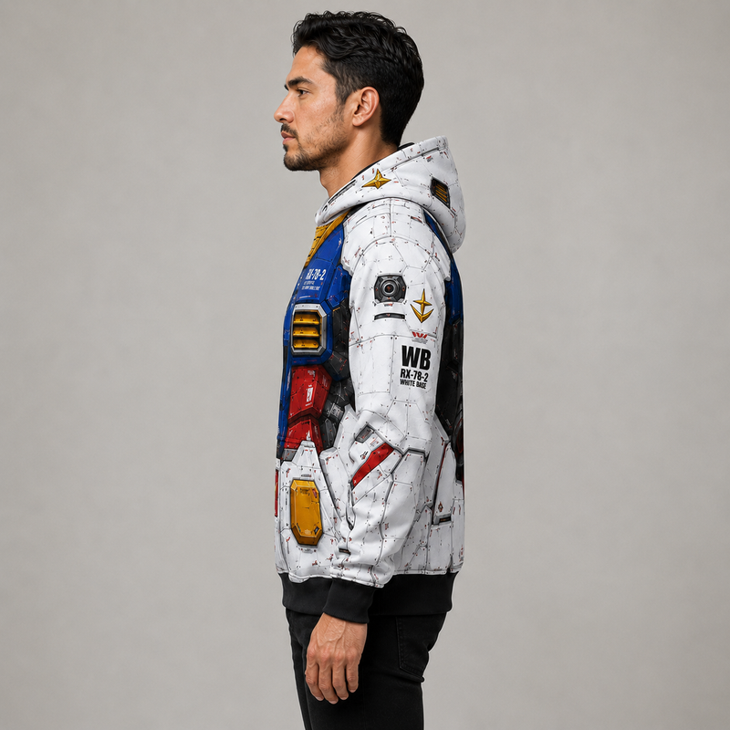 Vista de perfil de la hoodie