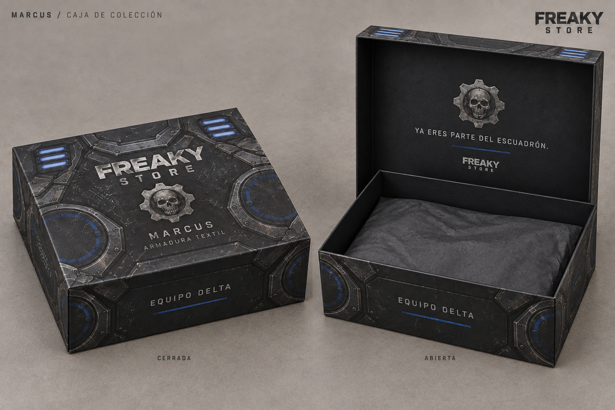 Concepto de caja Marcus de colección, cerrada y abierta