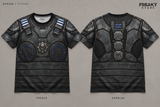Visualización de la playera Marcus de manga corta, frente y espalda