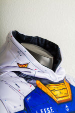 Detalle real de la capucha y el cuello de la hoodie RX-78-2