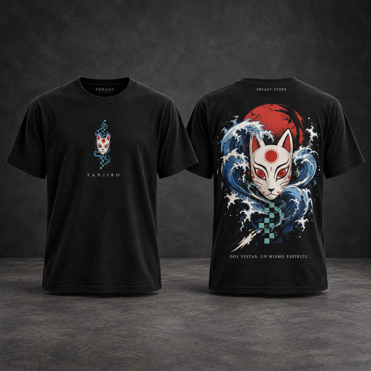 Diseño de la playera de regalo Tanjiro, frente y espalda